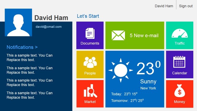 Business Metro-Style Dashboard PowerPoint Template