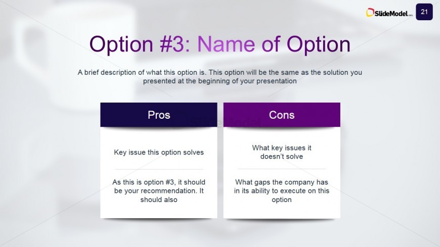 Case Study PowerPoint Slide Design for Pros and Cons Analysis