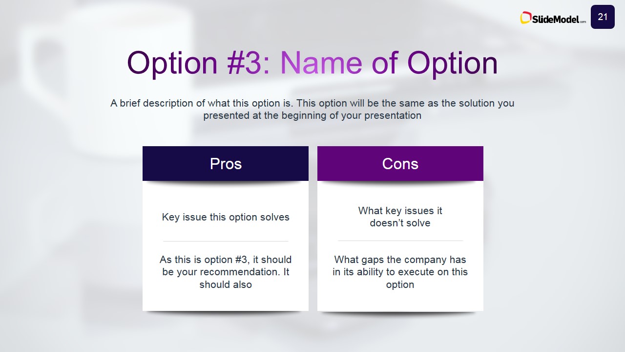 Case Study PowerPoint Slide Design for Pros and Cons Analysis