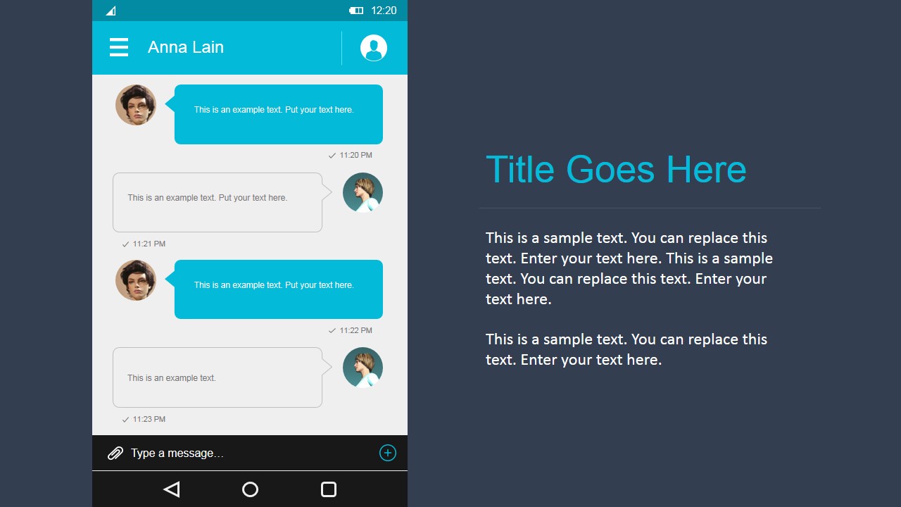 Messaging Screen PowerPoint Shapes Material Design