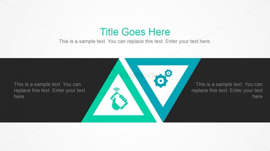 PowerPoint Layout For Opposing Ideas with Triangular Flat Shapes