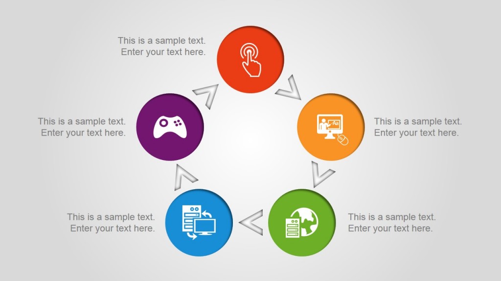 5 Steps Circular Arrows Diagram with PowerPoint Icons - SlideModel