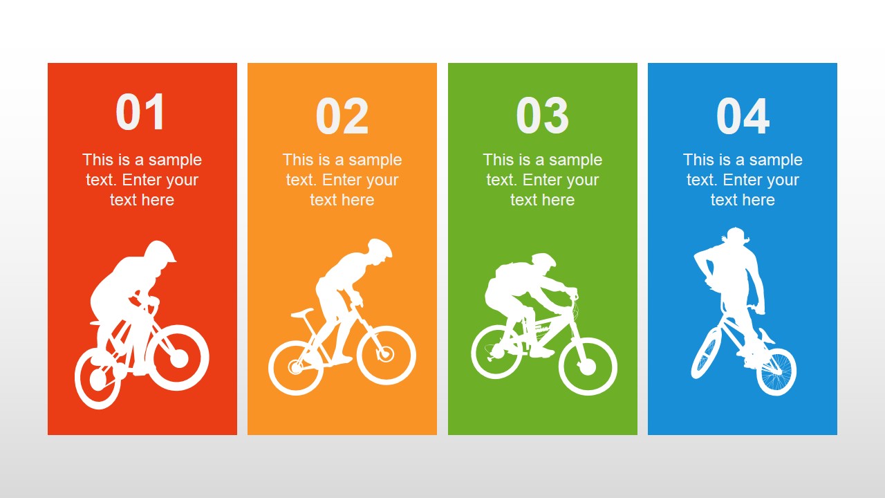 4 Text Columns with Bike Icons for PowerPoint