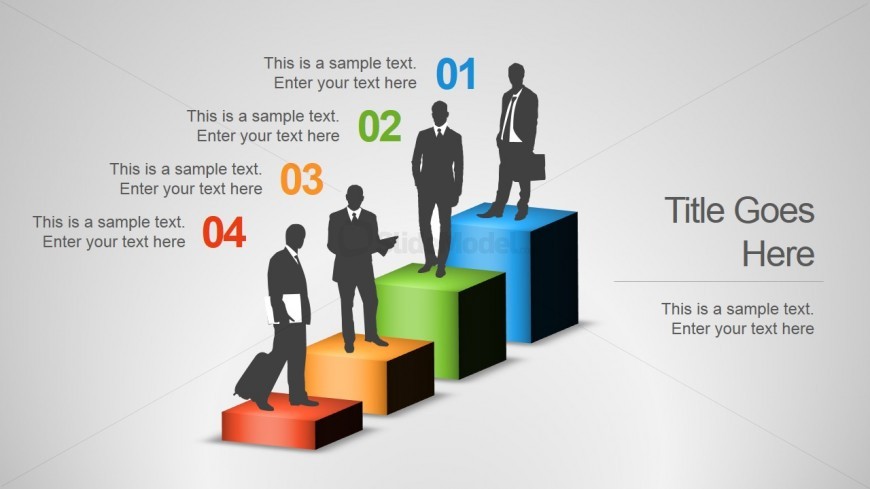 4 Steps Career Chart Design with Businessmen Silhouettes