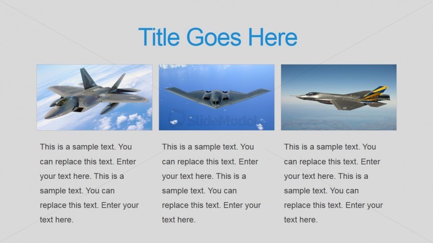 PowerPoint Slide with Three Military Aircrafts
