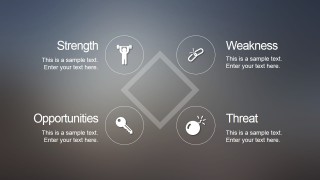 Simple SWOT PowerPoint Slide with Blur Style