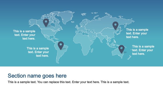 World Map View PowerPoint Template iOS Style