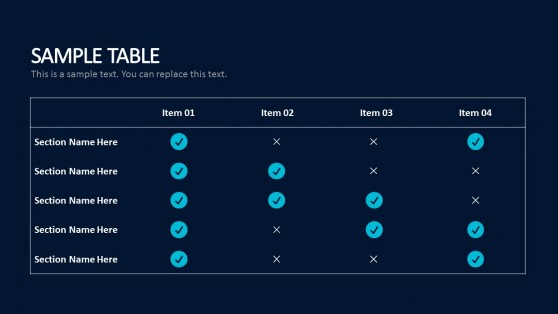 4 Column Text Table PowerPoint Templates