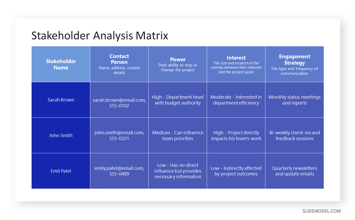 Stakeholder analysis matrix