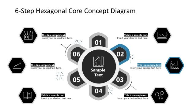 Color Highlight for Step 2 – PowerPoint Hexagonal Diagram