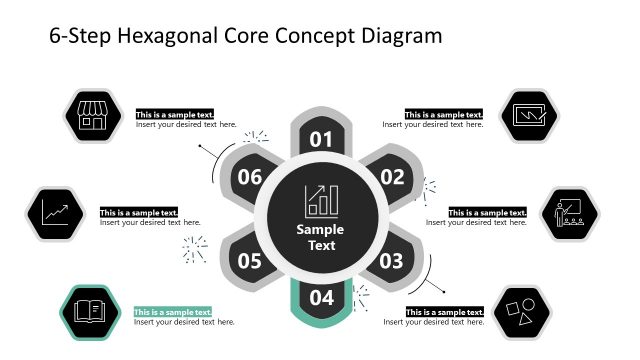Color Highlight for Step 4 – Hexagonal Diagram Slide Template
