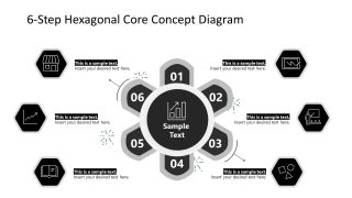 PowerPoint Slide Template for 6 Steps Hexagonal Diagram