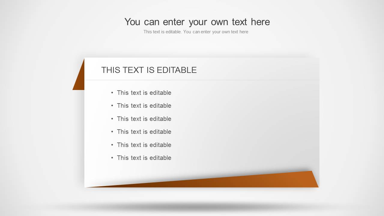 Wide version of the individual text table for PowerPoint with space for content and title