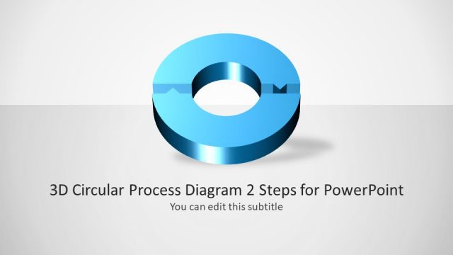 3D Circular Process Diagram 2 Steps for PowerPoint