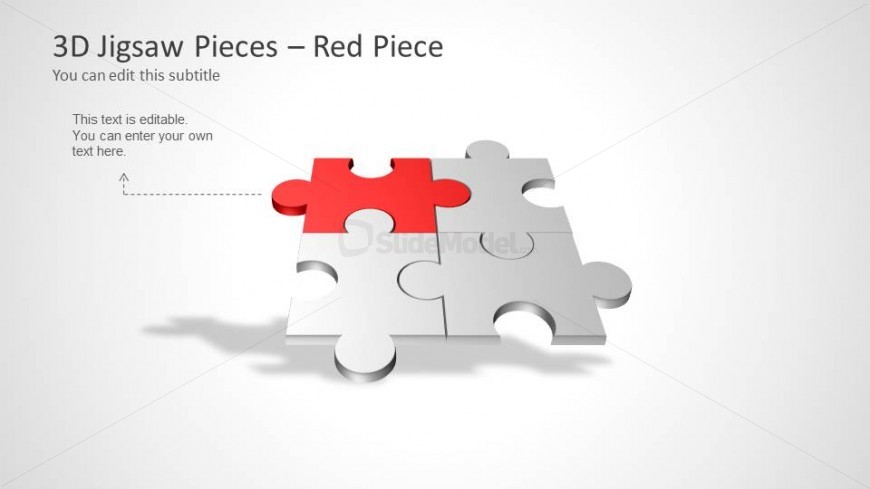 Four Puzzle Piece Template for PowerPoint - Red Piece