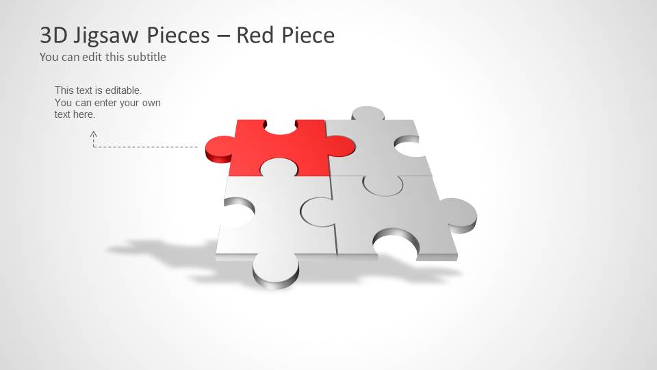 Four Puzzle Piece Template for PowerPoint - Red Piece