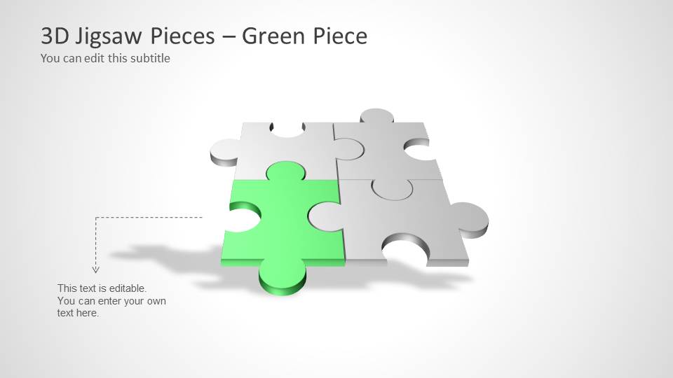 Four Puzzle Piece Template for PowerPoint – Green Piece