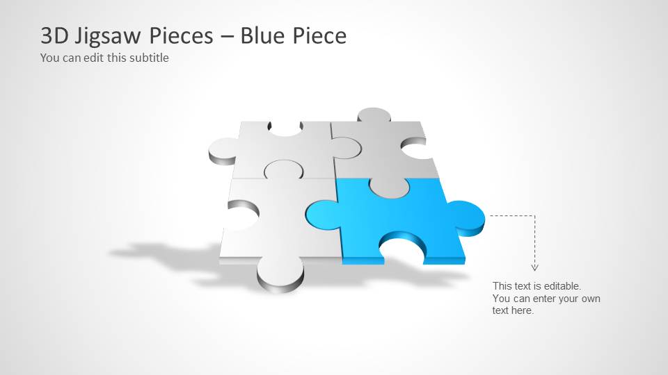 Four Puzzle Piece Template for PowerPoint – Blue Piece