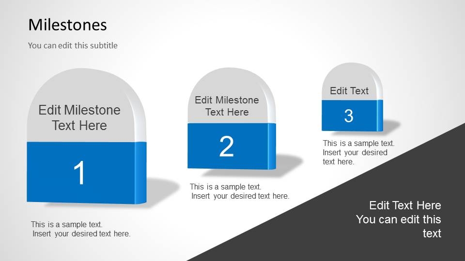 3 Milestones in a PowerPoint Slide Timeline