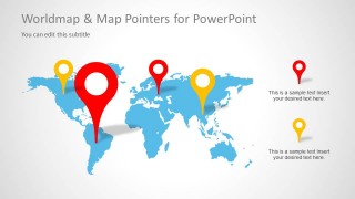 World Map PowerPoint Slide Design with Map Pointers