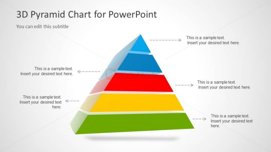 3D Segmented Pyramid Chart with 5 Steps