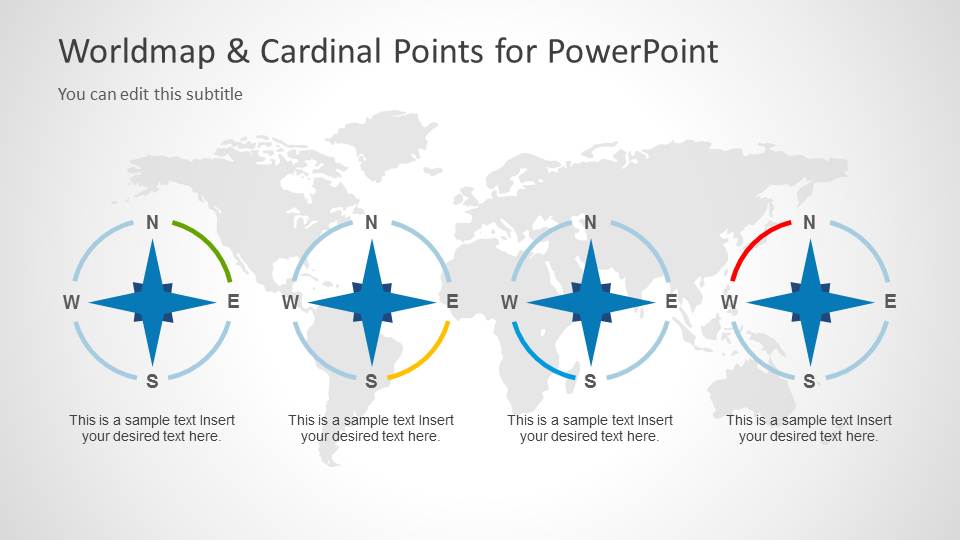 World Map Illustration & Cardinal Points Clipart