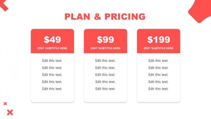 3 Column Chart for Pricing and Plans