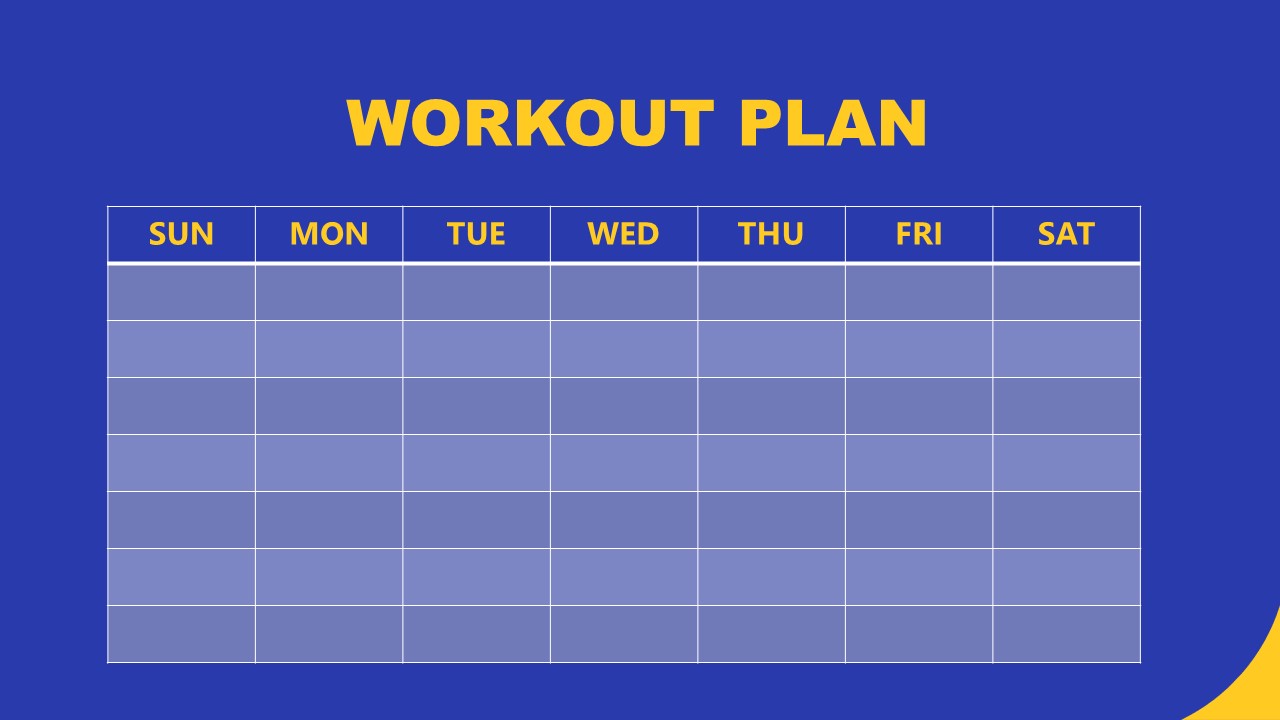 Slide of Personal Trainer Weekly Workout Schedule 