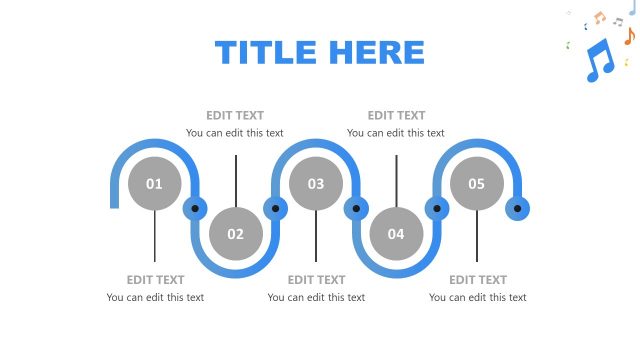 5 Steps Curved Process Diagram Music Theme
