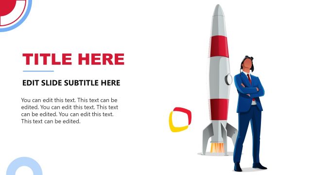 Space Rocket Behind Businessman Template Design