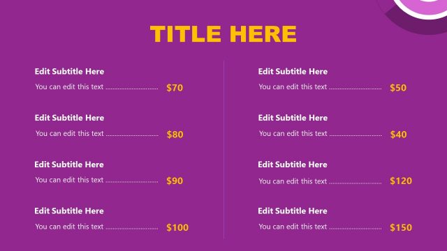 Rate List For Services at Beauty Salon