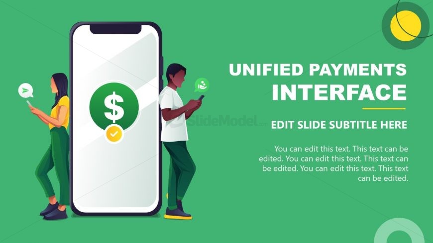 Mobile Phone Illustration Slide Template - Digital Banking Presentation