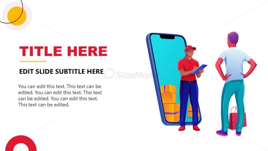 Online Shopping Thematic Slide with Phone Illustration