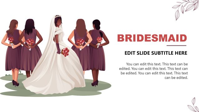Editable Slide Representing Bridesmaid Group