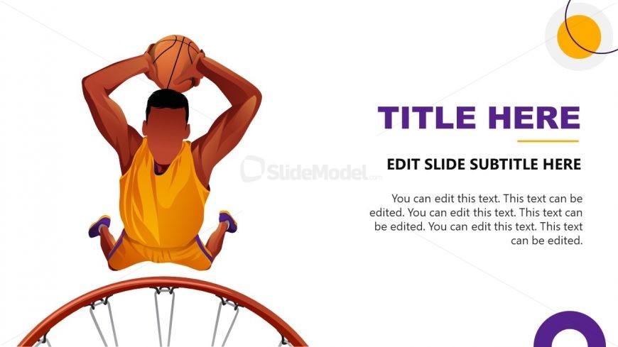 Editable Slide Template with Basketball Game Scene