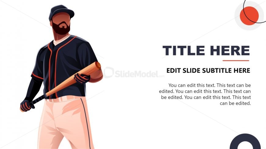 PPT Template Slide with Male Baseball Player
