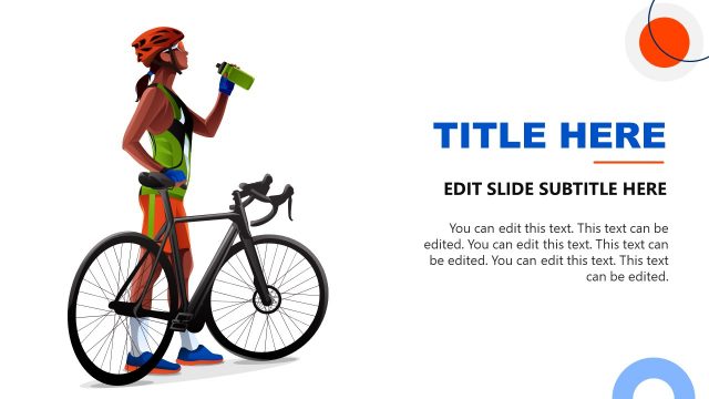 Female Cyclist Standing with Cycle – Cycling PPT Template