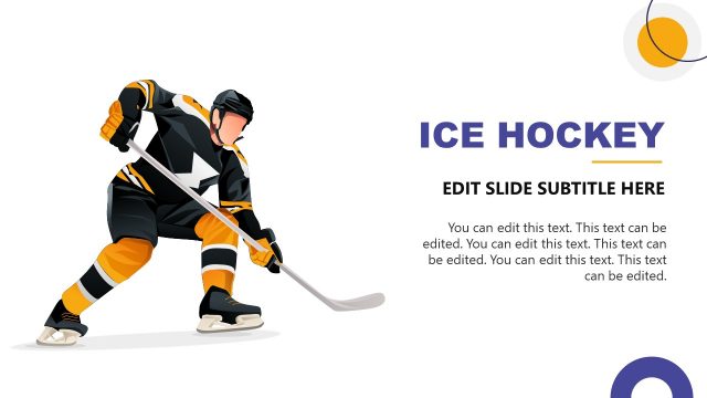 Ice Hockey Template Slide with Human Character Illustration