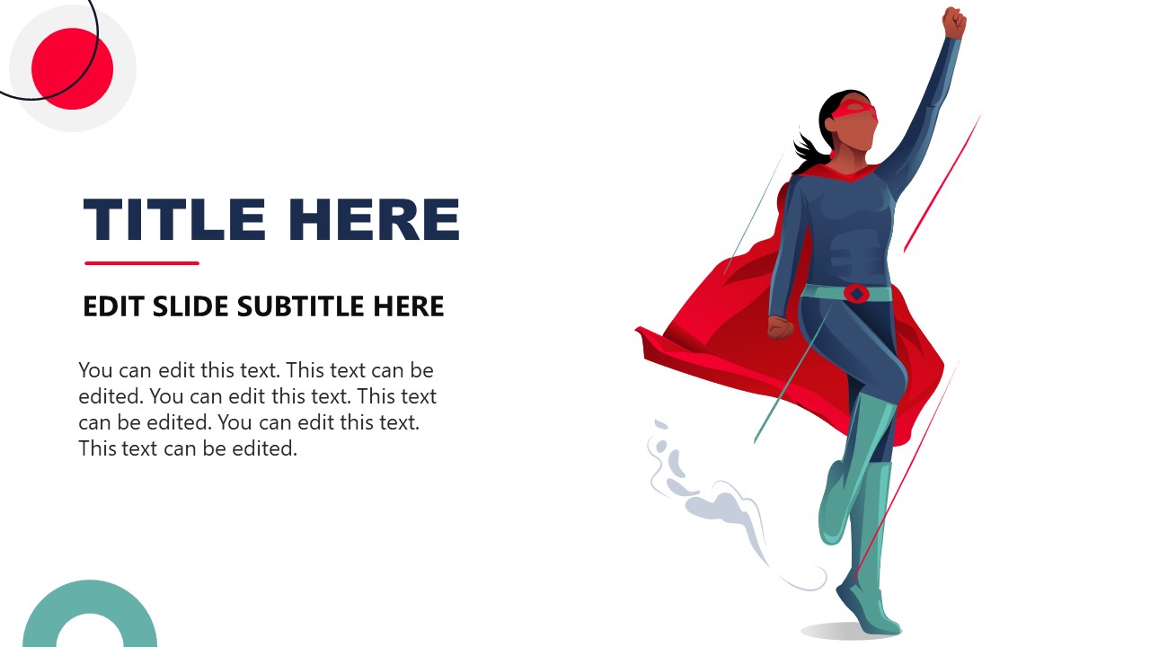 Superhero Woman Slide with Placeholder Text