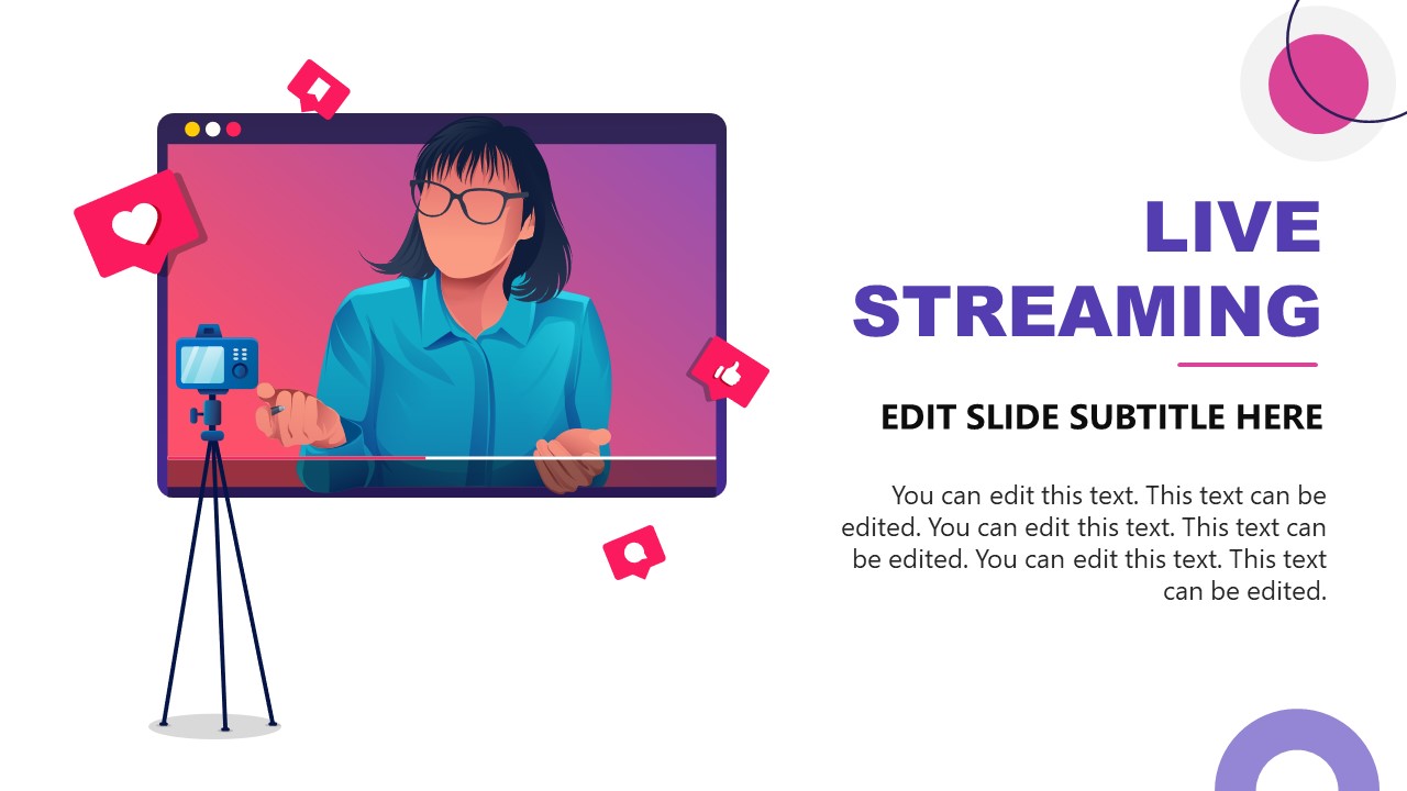 Editable Streaming Slide with Human Character on Screen