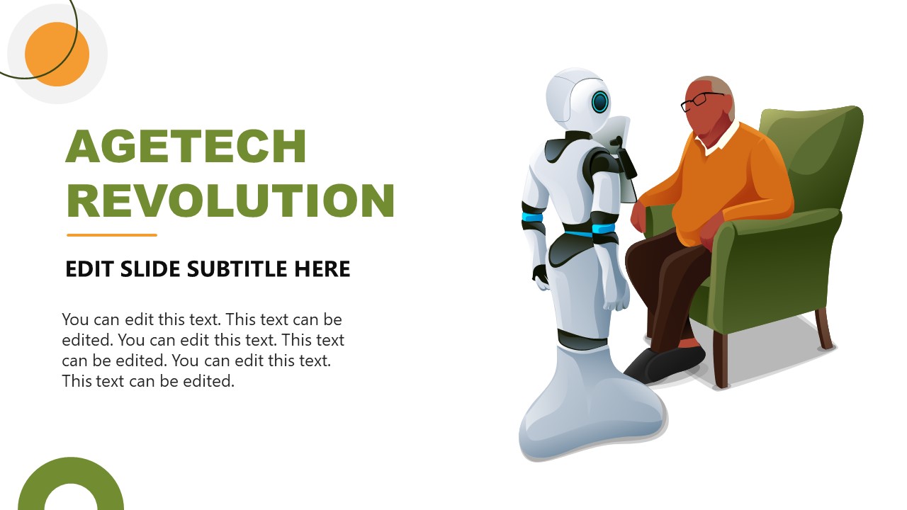 Template Slide for AgeTech Revolution - Robotic Illustration