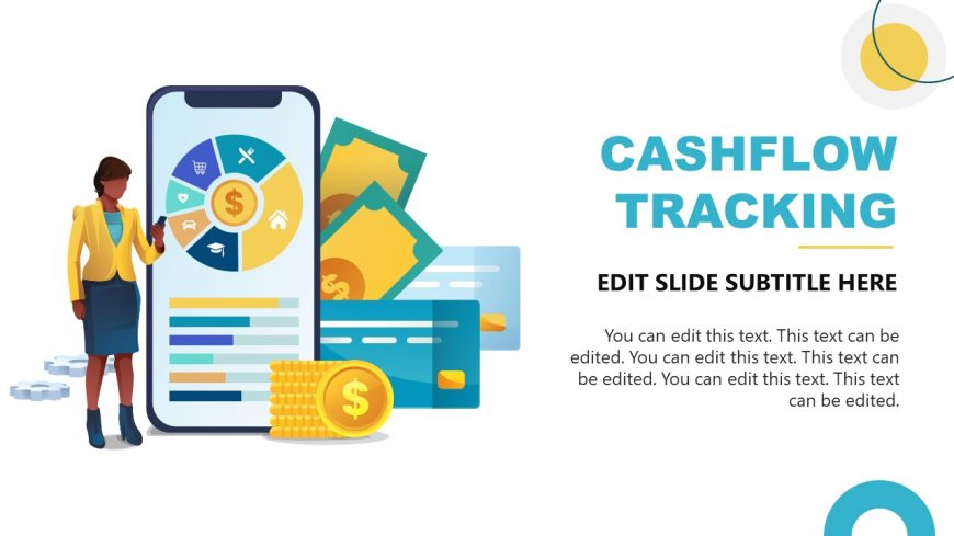 PPT Slide Template with Mobile Infographic for Cash Flow Presentation