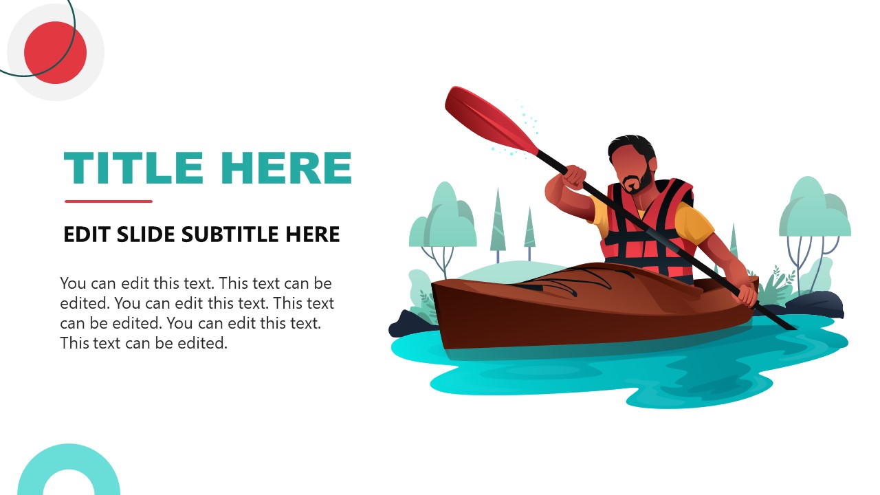 Editable Canoeing PowerPoint Illustration