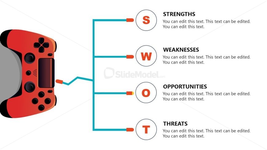 SWOT Analysis Slide Template for Serious Games Presentation