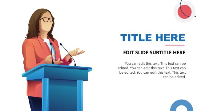 Public Speaking Template with Lady Speaker Illustration