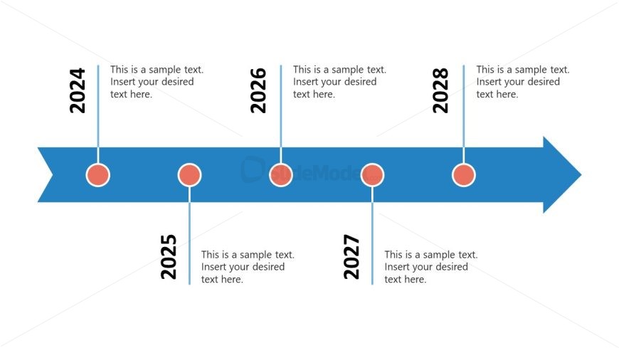Horizontal Timeline Diagram for Process Presentation