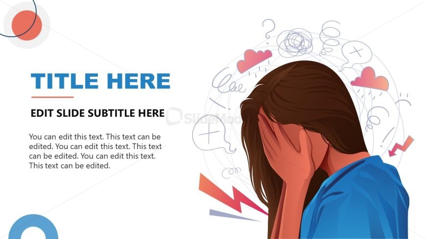 Mental Health PPT Slide with Weeping Female Character