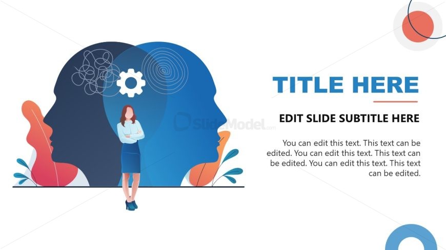 Editable Brain Illustration Slide Template for Mental Health Topics