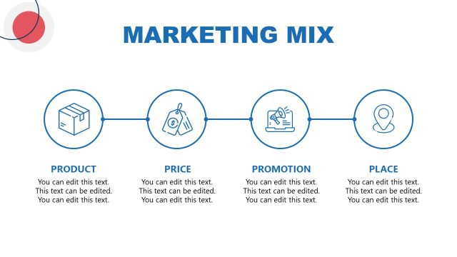 Marketing Mix Slide with Horizontal Process Diagram