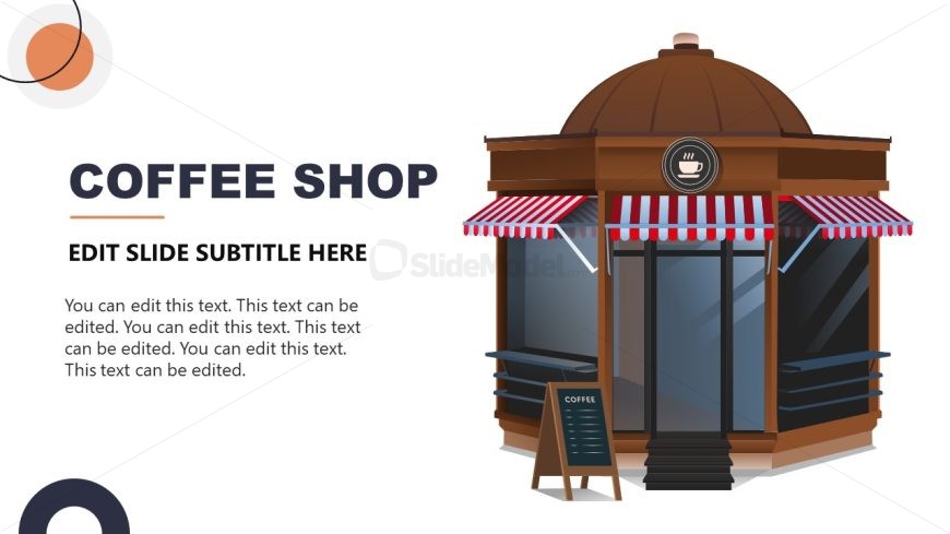 PowerPoint Template with Coffee Shop Graphical Illustration - SlideModel